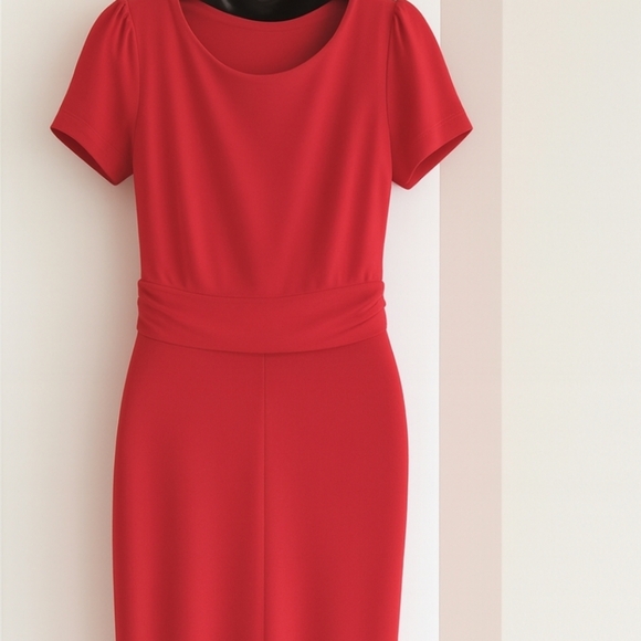 ⭐️ Host Pick ⭐️ x 2  VINTAGE | Ruby Red Ruched Dress - Picture 3 of 8